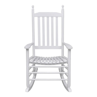 White Wood Rocking Chair with Curved Seat - Stylish & Comfortable