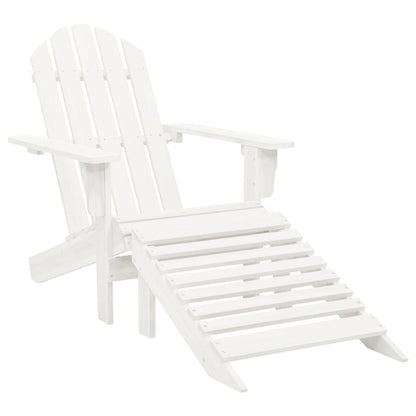 White Wooden Garden Chair with Ottoman - Elegant Outdoor Comfort