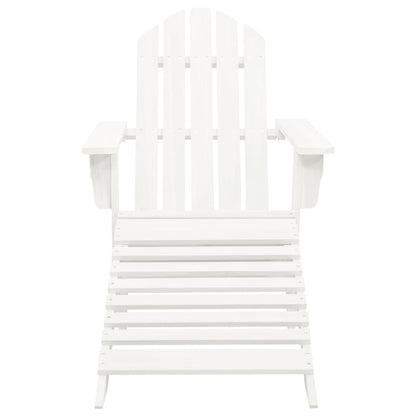 White Wooden Garden Chair with Ottoman - Elegant Outdoor Comfort