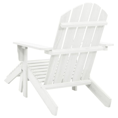 White Wooden Garden Chair with Ottoman - Elegant Outdoor Comfort