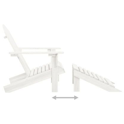 White Wooden Garden Chair with Ottoman - Elegant Outdoor Comfort