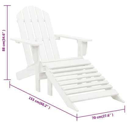 White Wooden Garden Chair with Ottoman - Elegant Outdoor Comfort