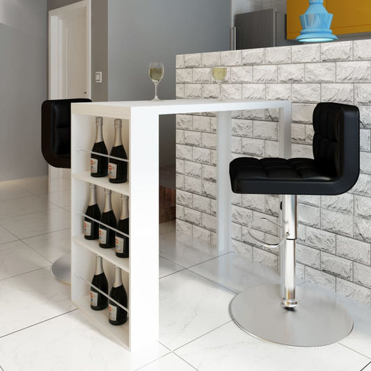 High Gloss White MDF Bar Table with Wine Rack