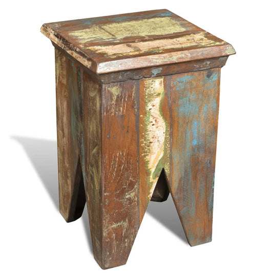 Eco-Friendly Stool in Solid Reclaimed Wood - Rustic Charm