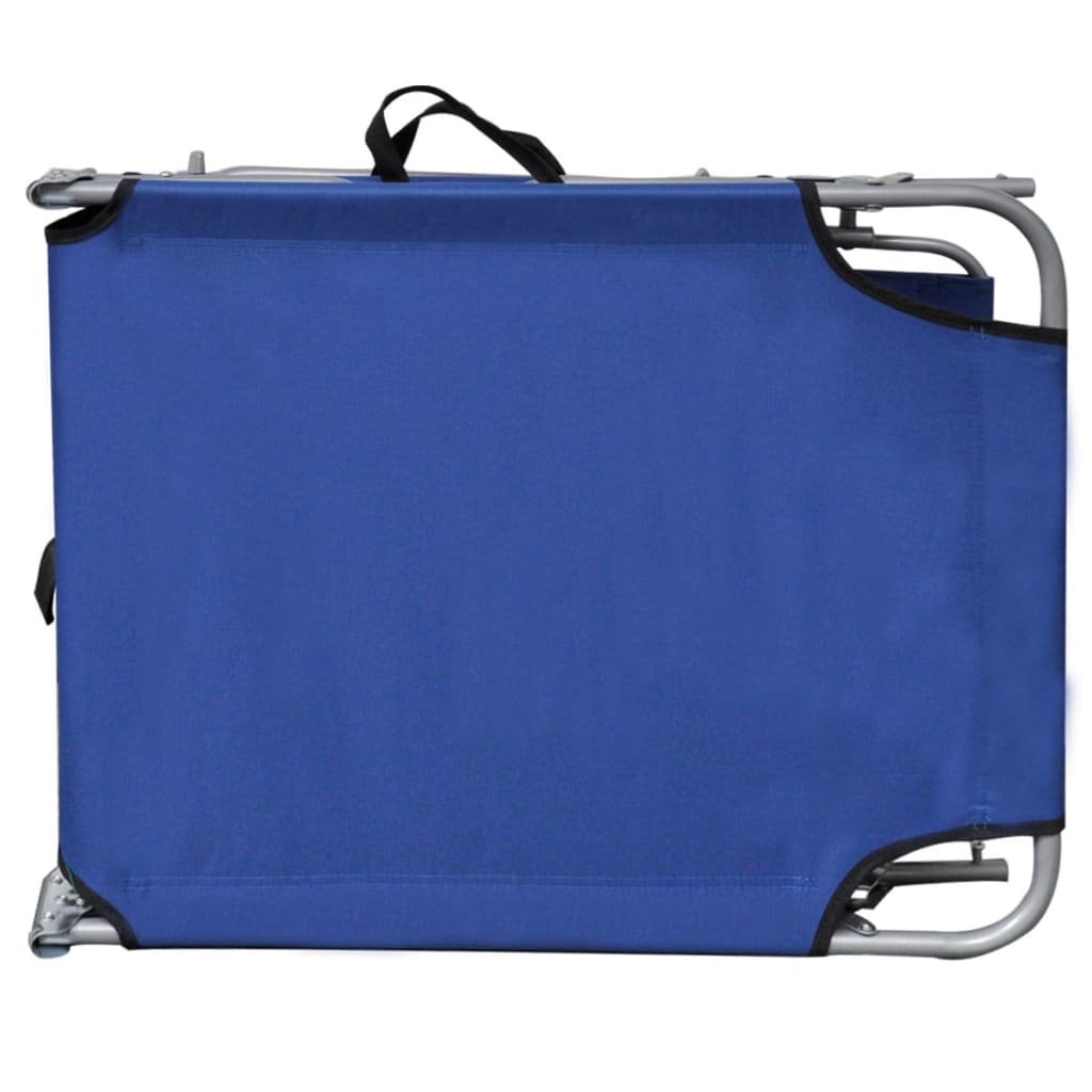 Blue Folding Sun Lounger with Canopy - Steel & Fabric Design