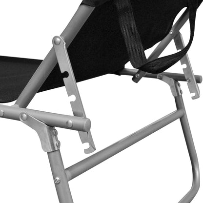 Black Steel & Fabric Folding Sun Lounger with Canopy