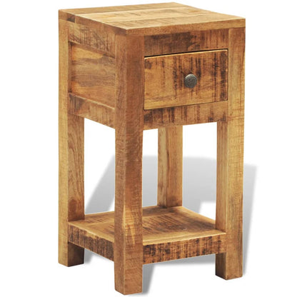 Solid Mango Wood Nightstand with Drawer - Stylish & Durable Design