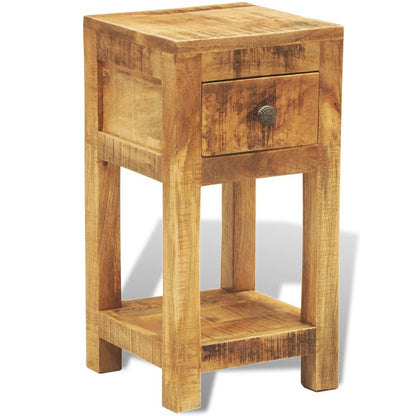 Solid Mango Wood Nightstand with Drawer - Stylish & Durable Design