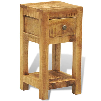 Solid Mango Wood Nightstand with Drawer - Stylish & Durable Design