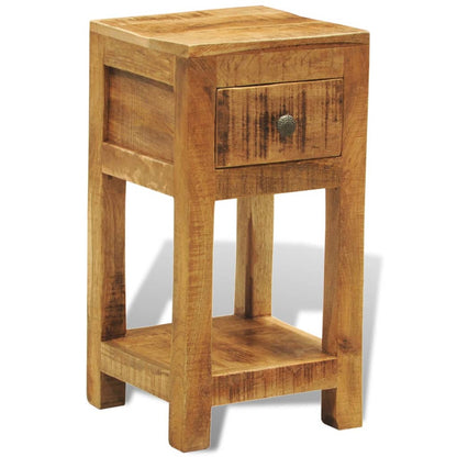Solid Mango Wood Nightstand with Drawer - Stylish & Durable Design