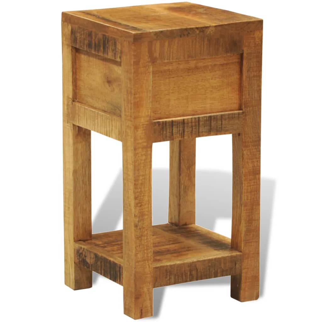 Solid Mango Wood Nightstand with Drawer - Stylish & Durable Design