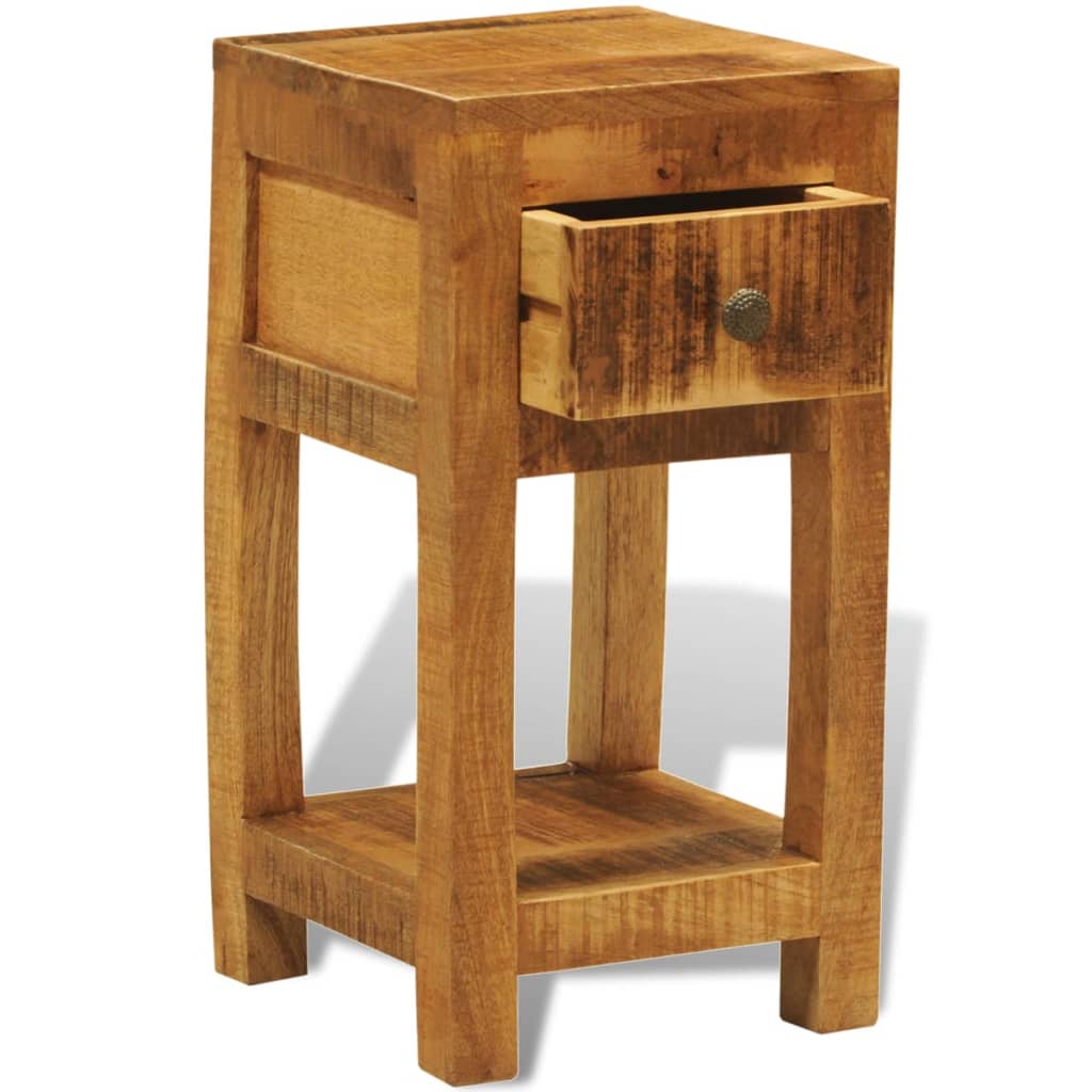 Solid Mango Wood Nightstand with Drawer - Stylish & Durable Design