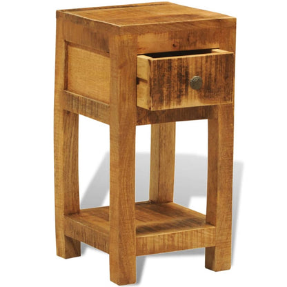 Solid Mango Wood Nightstand with Drawer - Stylish & Durable Design