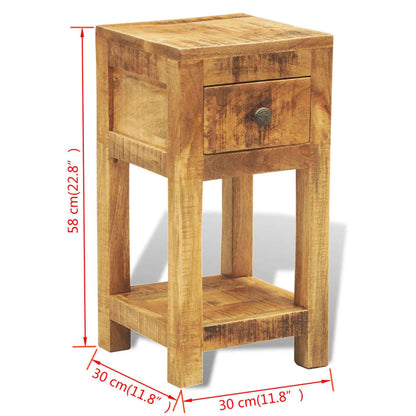 Solid Mango Wood Nightstand with Drawer - Stylish & Durable Design