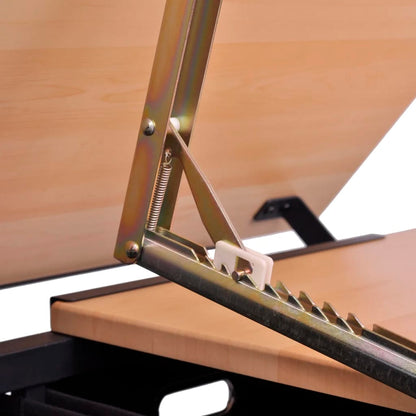 Tiltable Bamboo Drawing Table Set with 2 Drawers & Stool