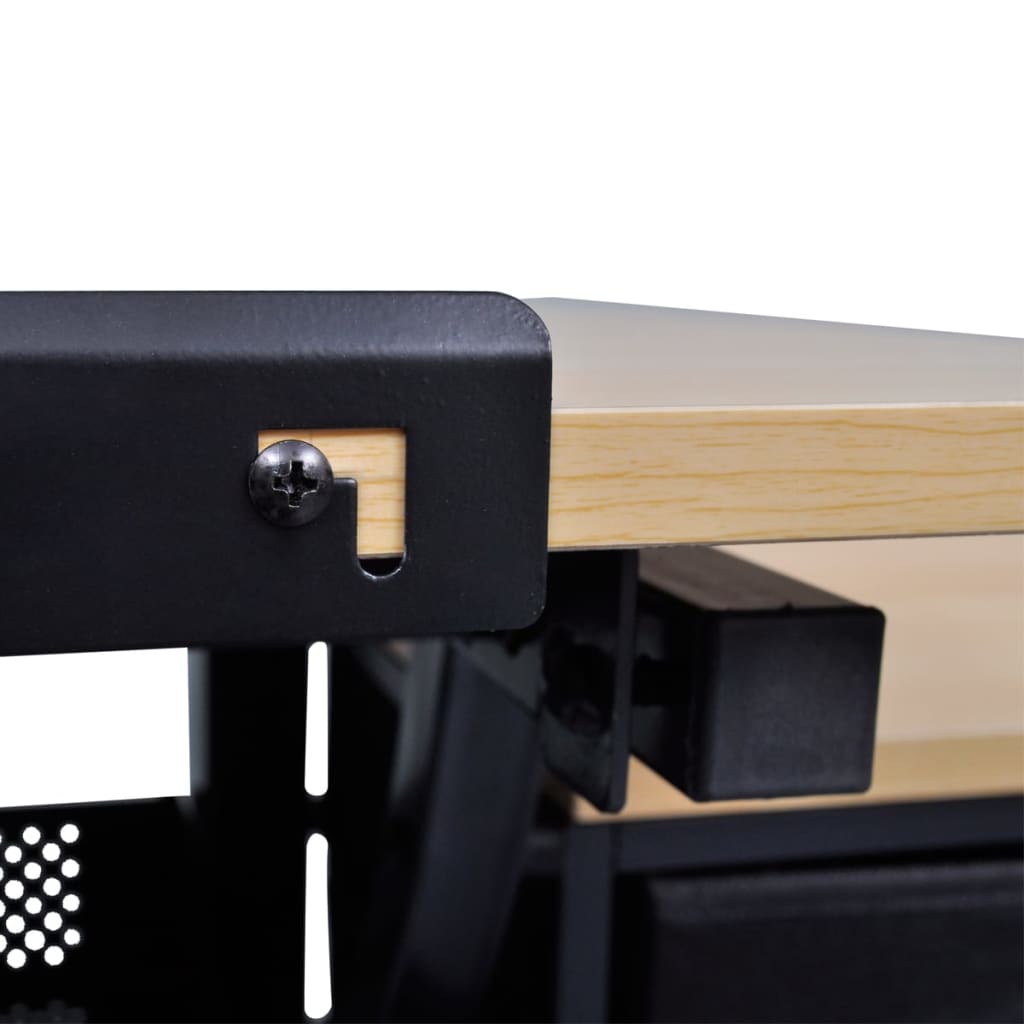 Tiltable Drawing Table with Stool, Three Drawers, Black Finish