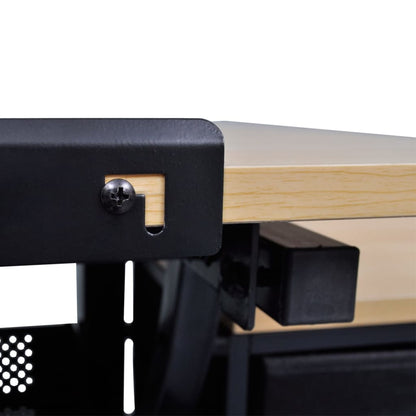 Tiltable Drawing Table with Stool, Three Drawers, Black Finish