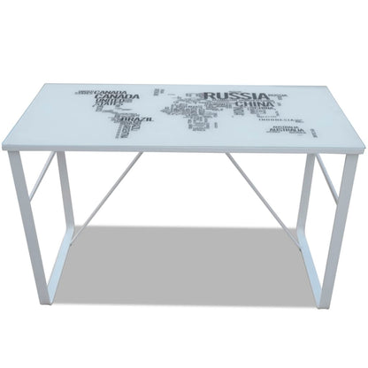 Map Pattern Rectangular Desk - Stylish Wood Finish Office Table