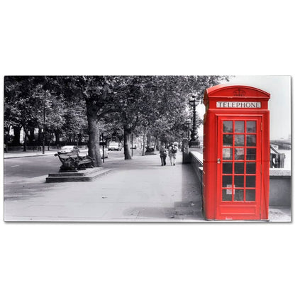 Coffee Table with Telephone Booth Printing Glass Top