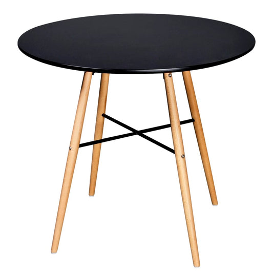 Sleek Round Dining Table - Black MDF, Modern Elegance