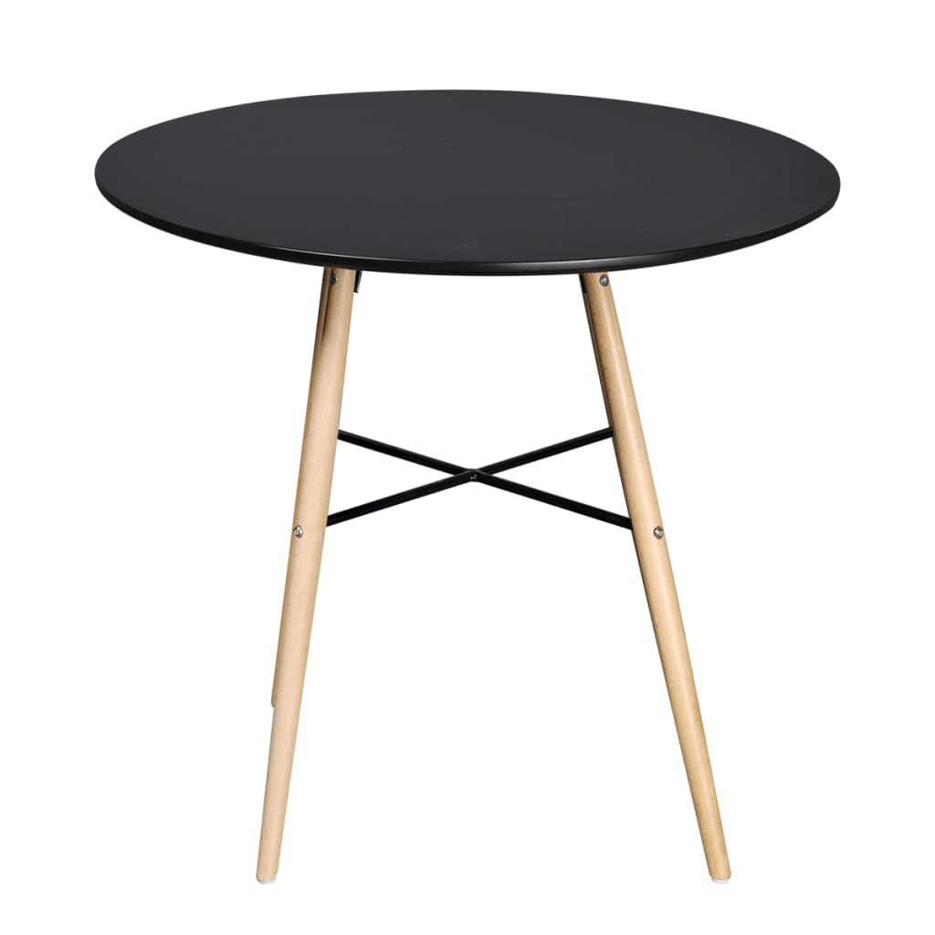 Sleek Round Dining Table - Black MDF, Modern Elegance