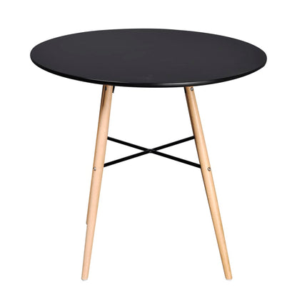 Sleek Round Dining Table - Black MDF, Modern Elegance