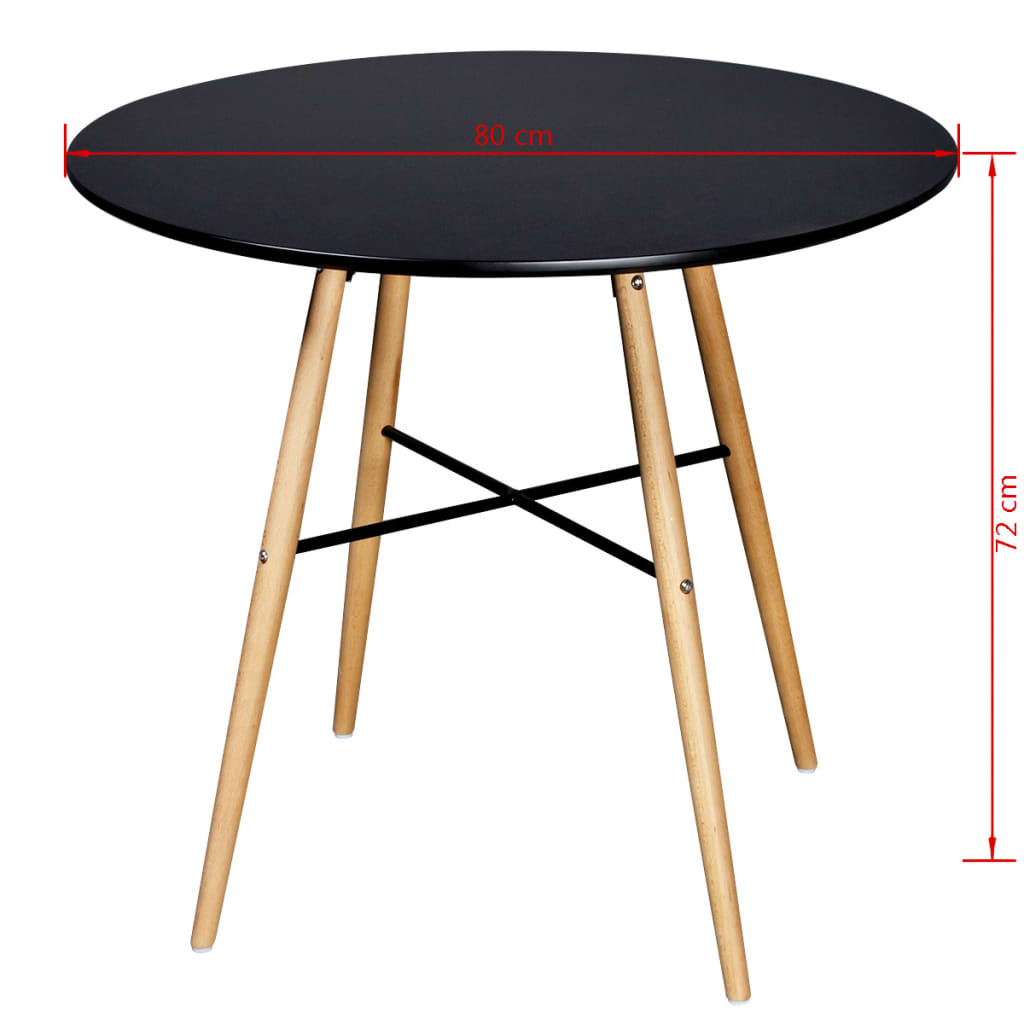 Sleek Round Dining Table - Black MDF, Modern Elegance