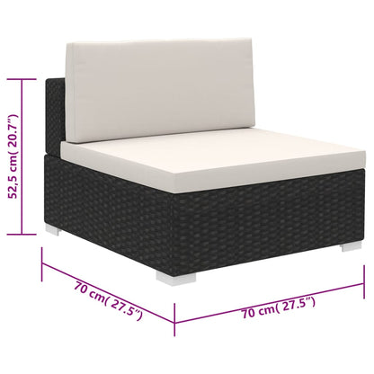 6 Piece Garden Lounge Set with Cushions Poly Rattan Black