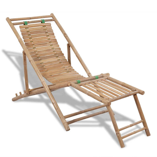 Bamboo Outdoor Deck Chair with Footrest - Natural Comfort