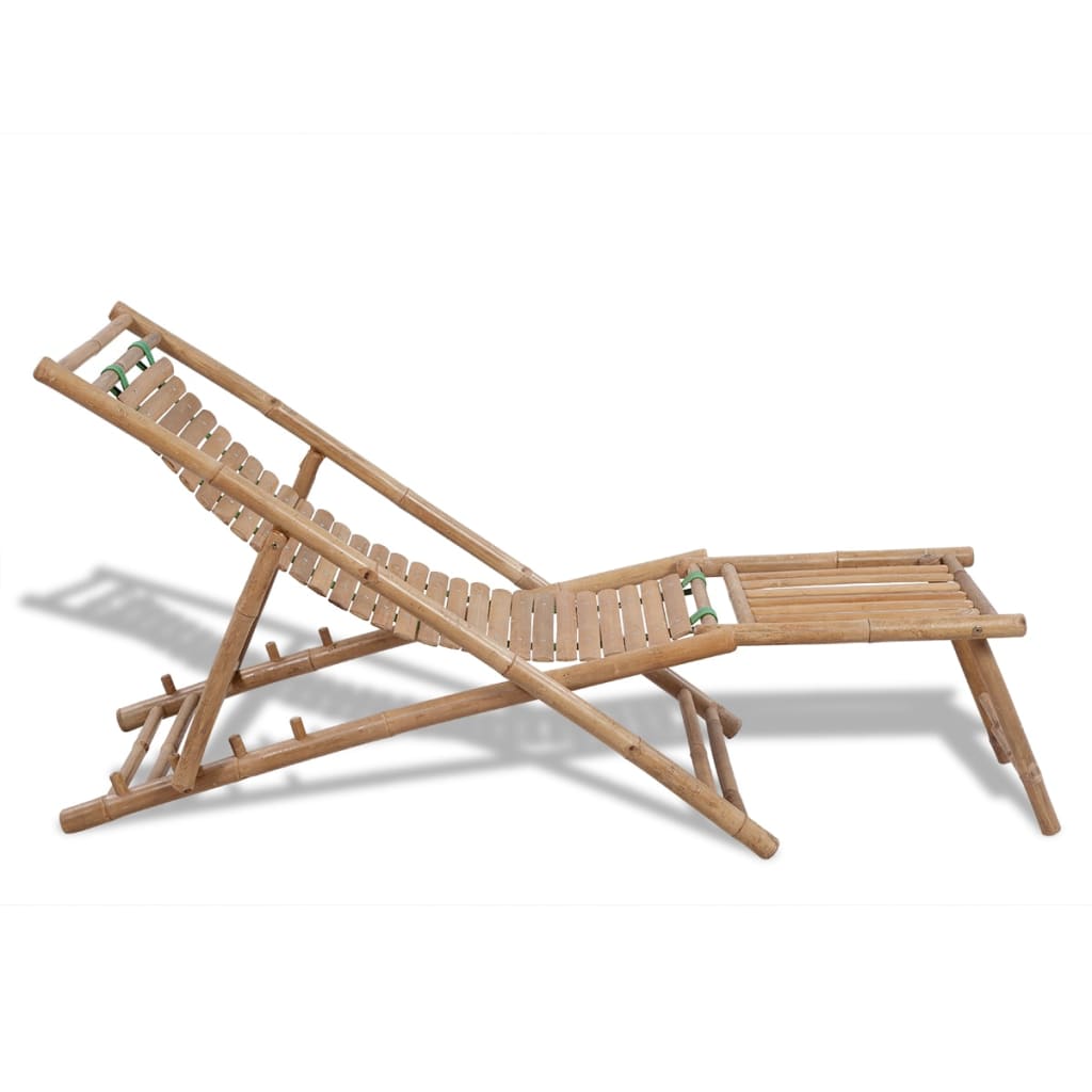 Bamboo Outdoor Deck Chair with Footrest - Natural Comfort