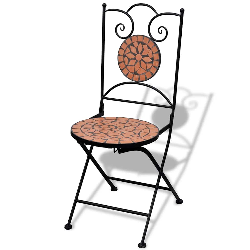 Terracotta Ceramic Folding Bistro Chairs - 2 Piece Set