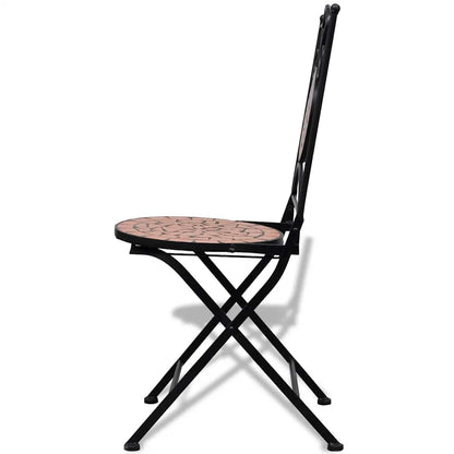 Terracotta Ceramic Folding Bistro Chairs - 2 Piece Set