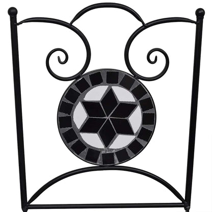 Ceramic Black & White Folding Bistro Chairs Set, 2 Pcs
