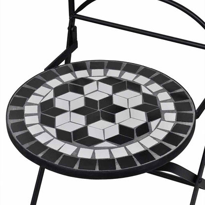 Ceramic Black & White Folding Bistro Chairs Set, 2 Pcs
