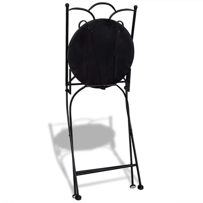 Ceramic Black & White Folding Bistro Chairs Set, 2 Pcs