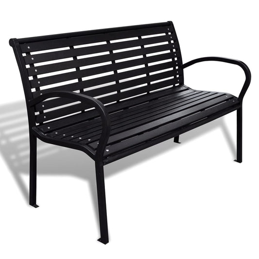 Stylish 125cm Garden Bench Black Steel & WPC Seating