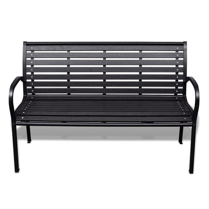 Stylish 125cm Garden Bench Black Steel & WPC Seating