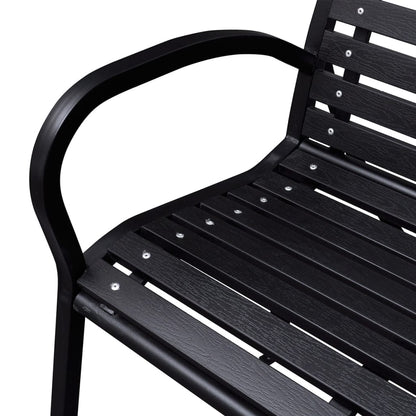 Stylish 125cm Garden Bench Black Steel & WPC Seating