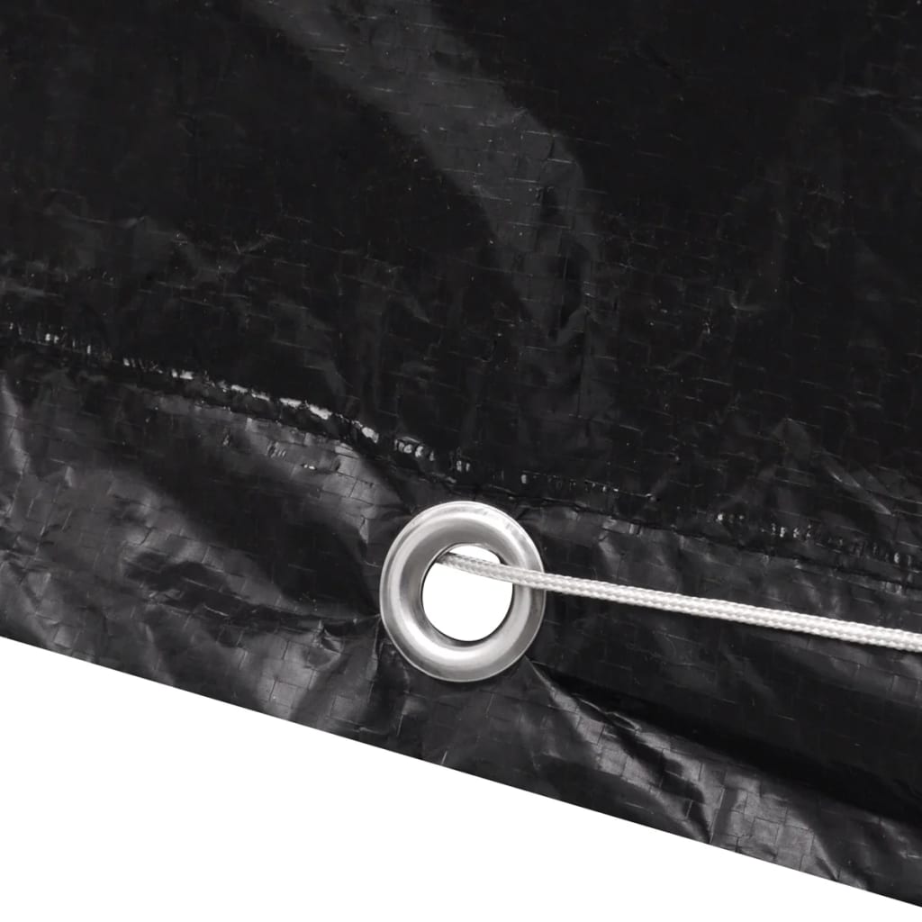 Outdoor Black Cover for 4-Person Poly Rattan Set, 113x113cm, 8 Eyelets
