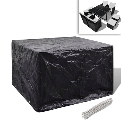 Outdoor Black Cover for 4-Person Poly Rattan Set, 113x113cm, 8 Eyelets