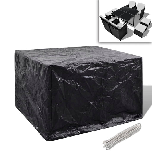 Outdoor Black Cover for 4-Person Poly Rattan Set, 113x113cm, 8 Eyelets