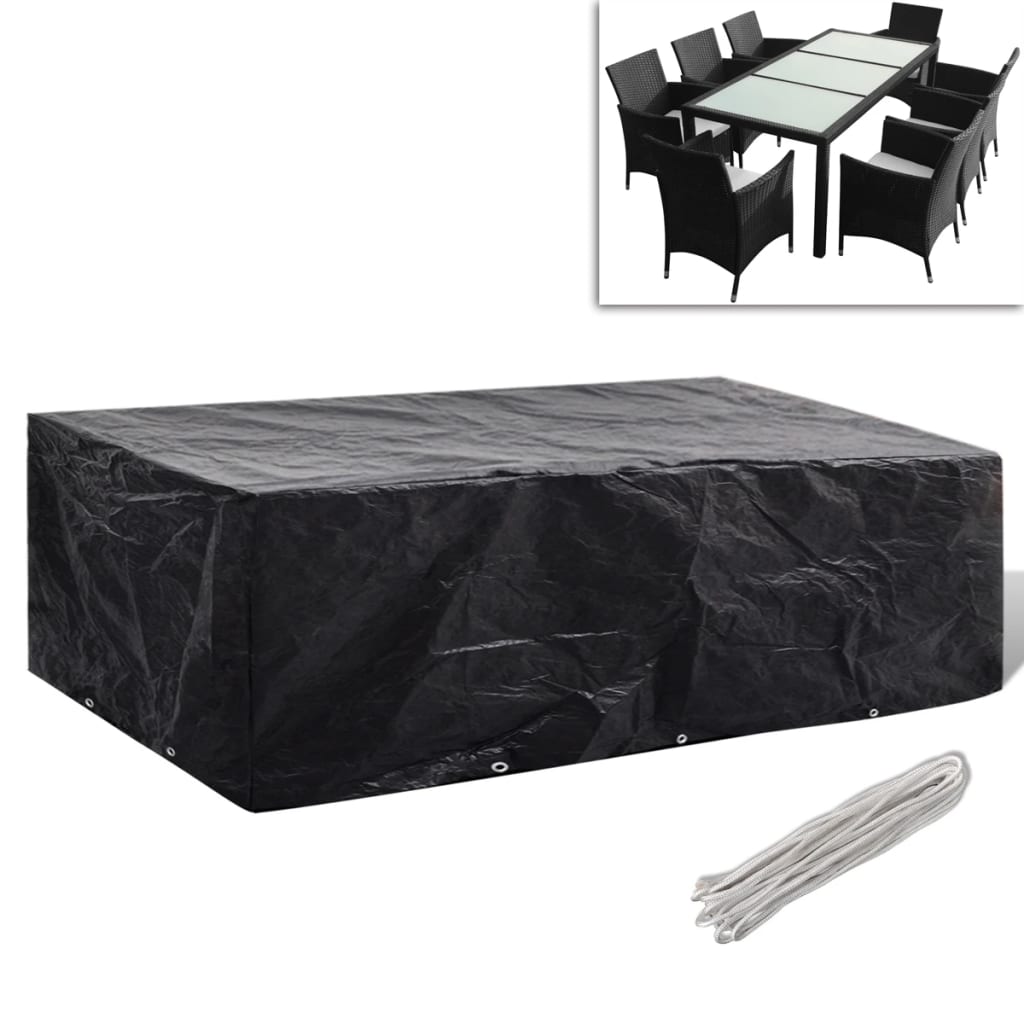 Durable Poly Rattan Garden Furniture Cover for 8-Person Set, 300x140cm