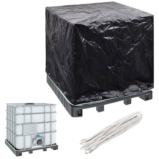 Durable Black IBC Container Cover, 8 Eyelets, 116x100x120 cm