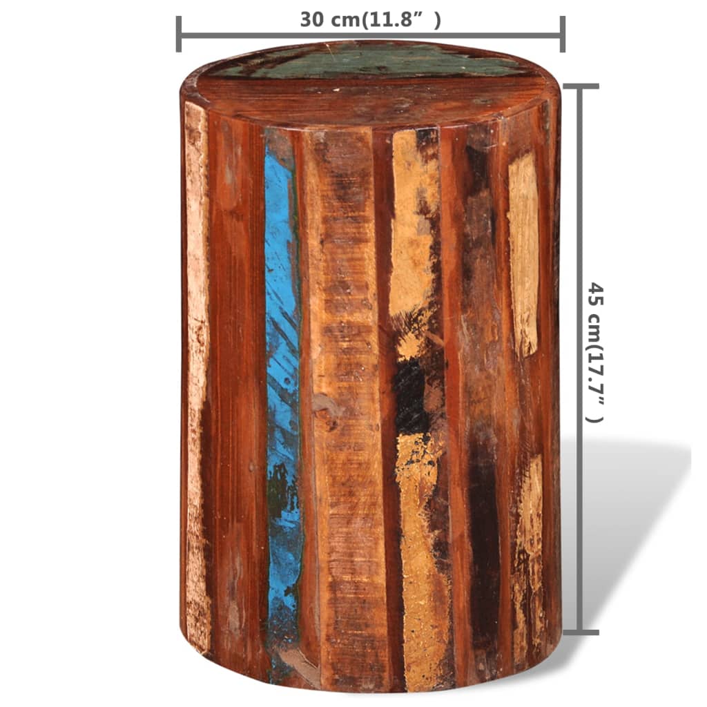 Eco-Friendly Stool in Solid Reclaimed Wood - Rustic Charm