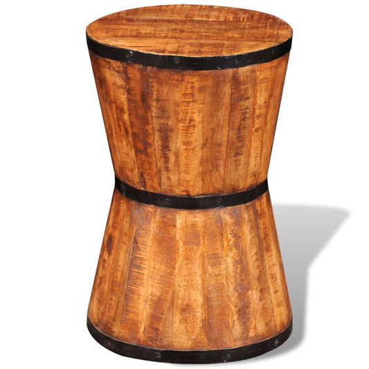 Rustic Hourglass Stool in Rough Mango Wood Finish