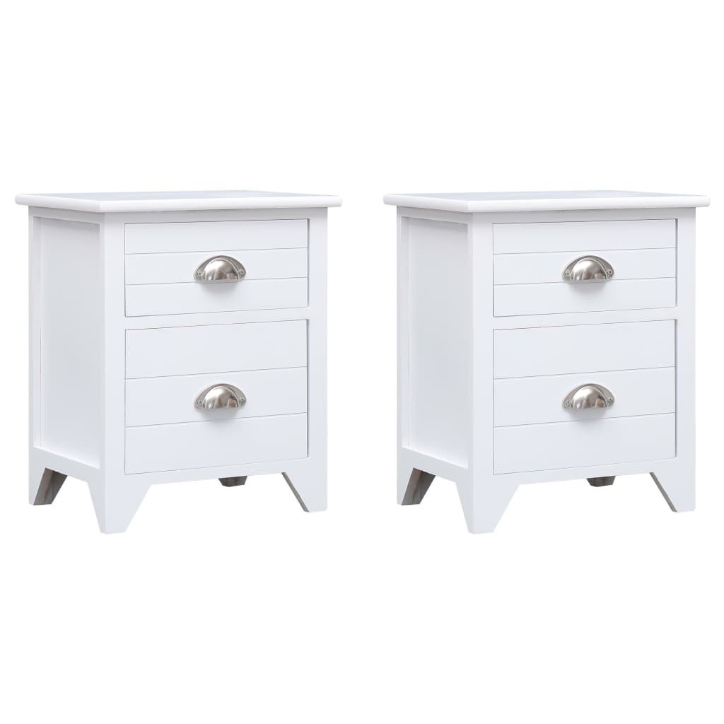 White Nightstand Set of 2 with 2 Drawers - Elegant Bedroom Furniture
