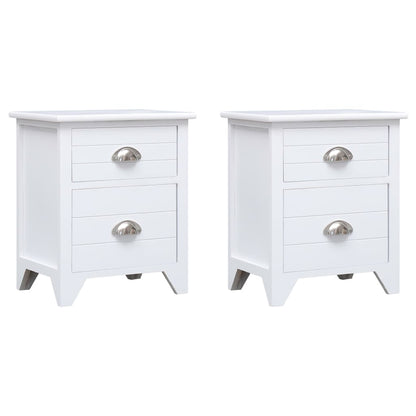White Nightstand Set of 2 with 2 Drawers - Elegant Bedroom Furniture