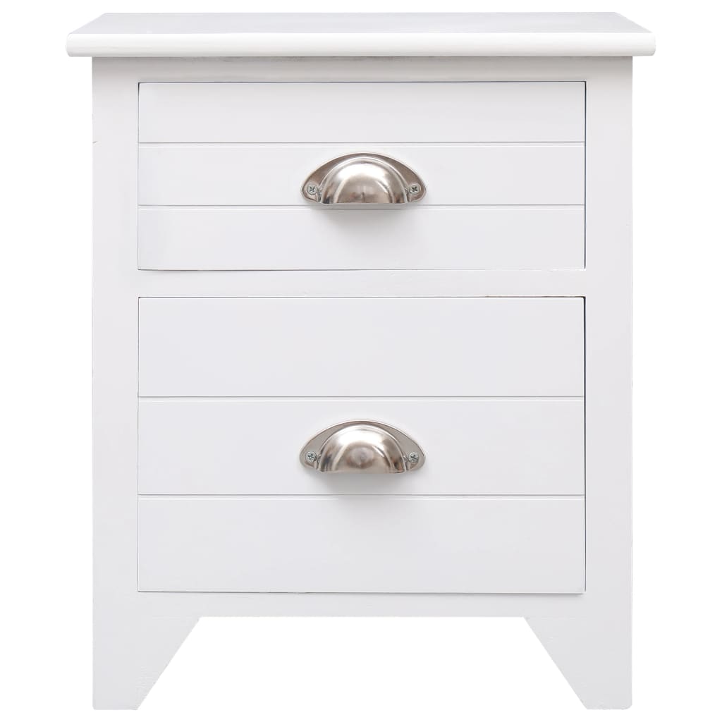 White Nightstand Set of 2 with 2 Drawers - Elegant Bedroom Furniture