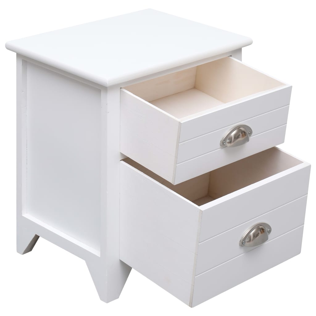 White Nightstand Set of 2 with 2 Drawers - Elegant Bedroom Furniture