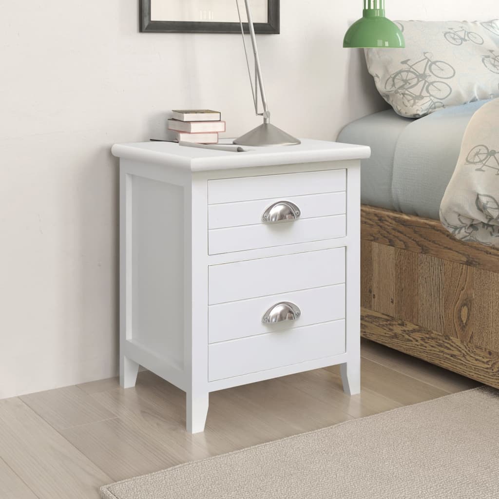White Nightstand Set of 2 with 2 Drawers - Elegant Bedroom Furniture